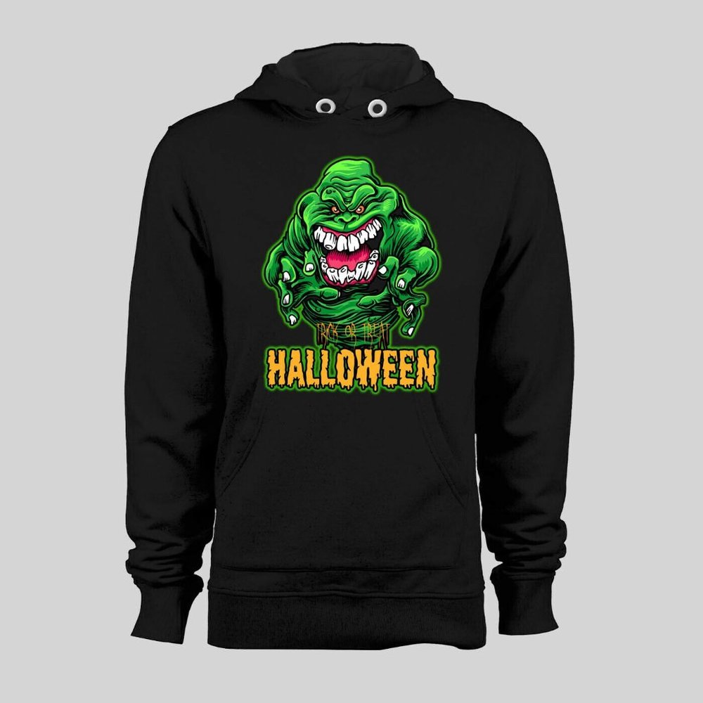 GREEN GHOST SLIMER TRICK OR TREAT HALLOWEEN HOODIE